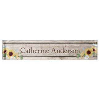 Sunflowers Country Western Desk Name Plate
