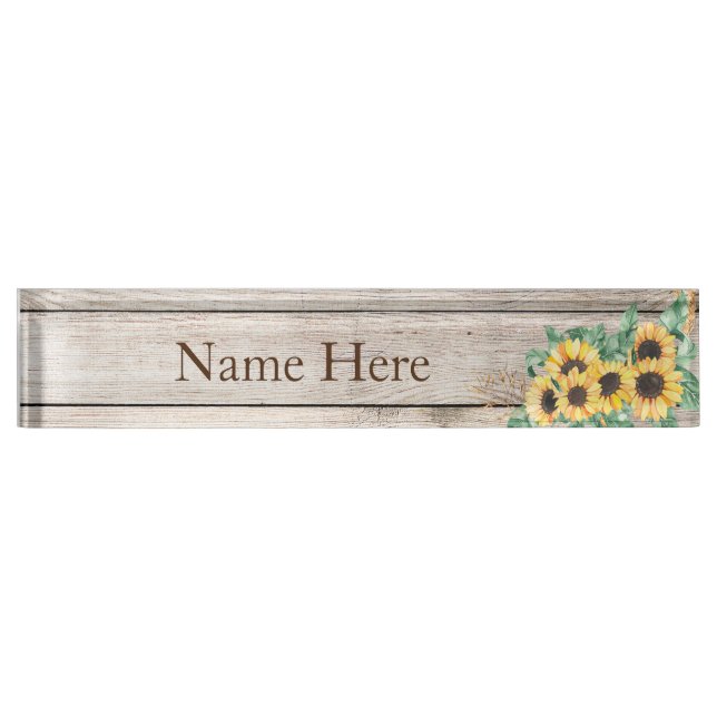 Sunflowers Country Western Desk Name Plate (Front)