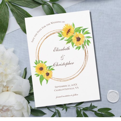 Sunflowers Country Yellow Floral QR code Wedding  Save The Date