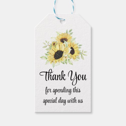 Sunflowers Country Yellow Floral Wedding Thank You Gift Tags