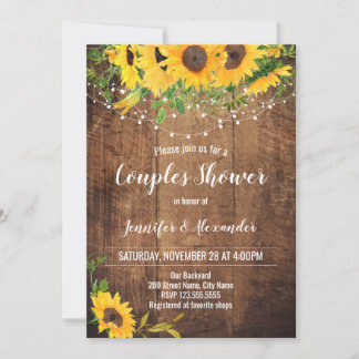 Sunflowers Couples Wedding Shower Invitation