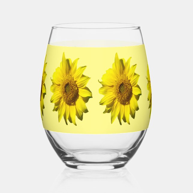 Sunflowers Cust. Background Color Wine Glass (Left)