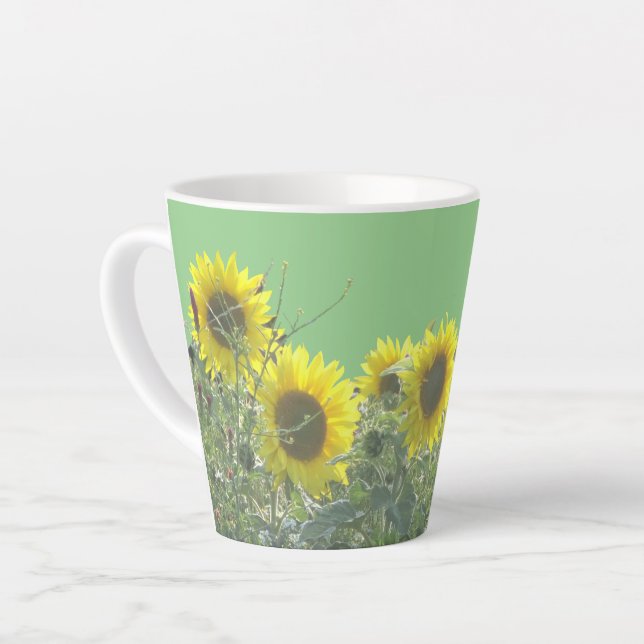 Sunflowers Cust. BC Green Latte Mug (Left Angle)