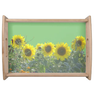 Sunflowers Cust. BC Green Serving Tray