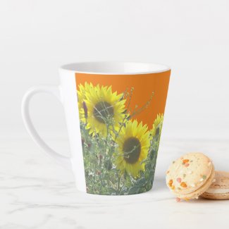 Sunflowers Cust. BC Orange Latte Mug