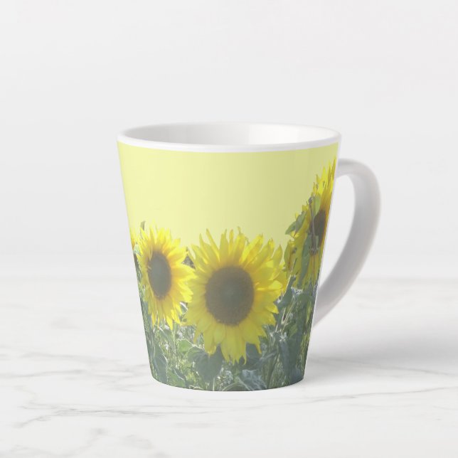 Sunflowers Cust. BC Yellow Latte Mug (Right Angle)