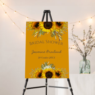 Sunflowers custom bridal shower welcome foam boar board
