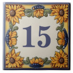 Sunflowers Custom House Number Plate Sign Plaque Ceramic Tile<br><div class="desc">"custom house number sign",  "personalized house no plaque",  "personal customized text plate",  "sunflower casa ceramic tile",  "mediterranean floral sunflowers flower",  "vintage green gold yellow flowers",  "traditional summer vacation nature",  "postage mailing mail post address",  "european holiday home signage",  "decorative rustic country villa"</div>