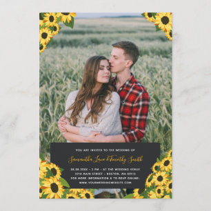 Sunflowers Custom Photo Wedding Invitation