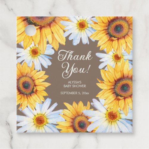 Sunflowers Daisies Baby Shower Thank You Favor Tags
