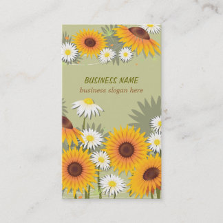 Sunflowers & Daisies Light Background Business Business Card