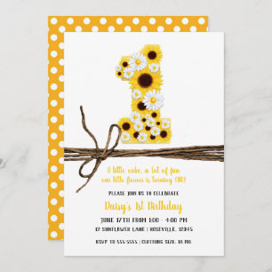 Sunflowers & Daisies ONE 1st Birthday Party Invitation