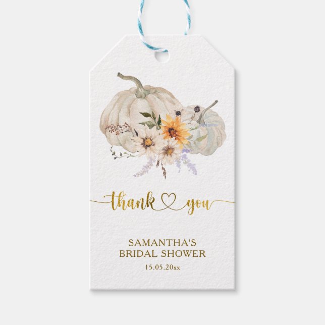 Sunflowers Daisy Pumpkin Fall Bridal Shower Favor  Gift Tags (Front)