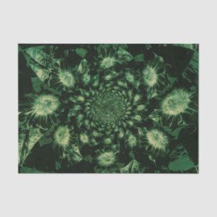 Sunflowers Dark Green Floral Abstract Decoupage Tissue Paper