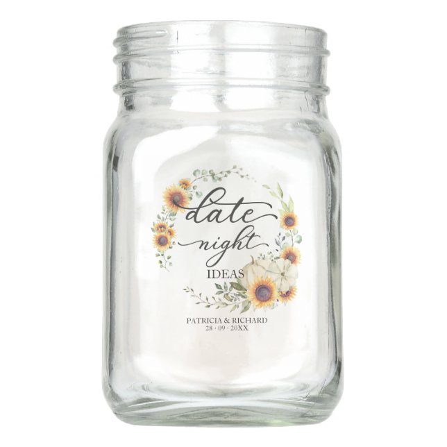 Sunflowers Date Night Jar Fall Bridal Shower  (Front)