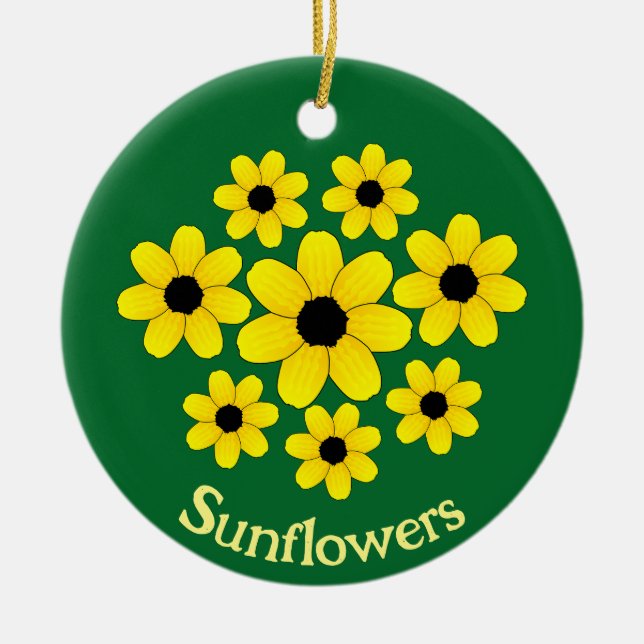 Sunflowers Design  Ceramic Ornament (Front)