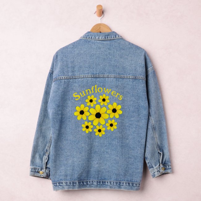 Sunflowers Design Denim Jacket