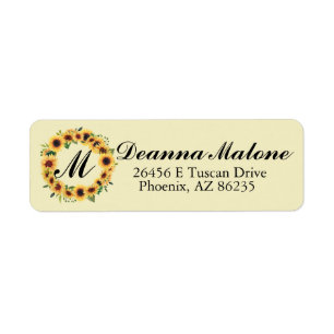 Sunflowers Design Personalized Return Address Label