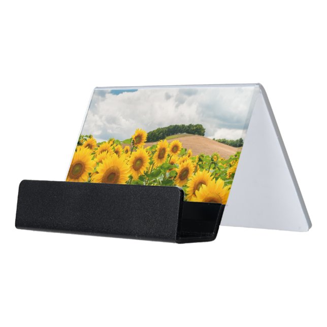 Sunflowers Desk Business Card Holder (Angled Front)
