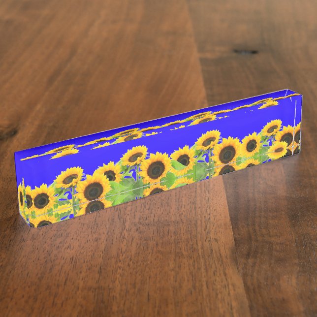Sunflowers Desk Plate Ukrainian Flag Colors (Side)