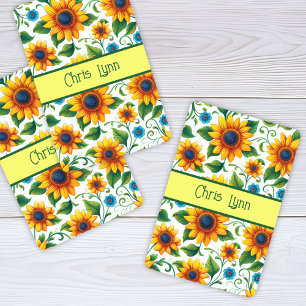 Sunflowers Digital Art Yellow Orange Green Poker Cards