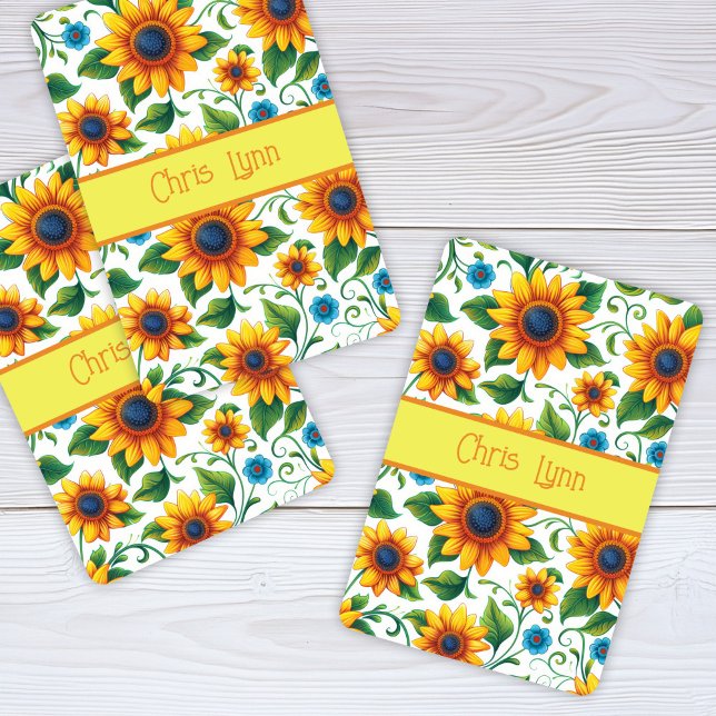 Sunflowers Digital Art Yellow Orange Green Poker Cards (Creator Uploaded)
