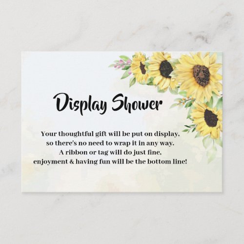 Sunflowers Display Bridal Shower Enclosure Card