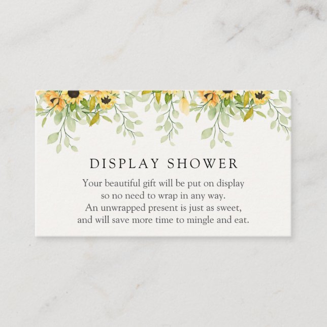 Sunflowers Display Shower Enclosure Card (Front)