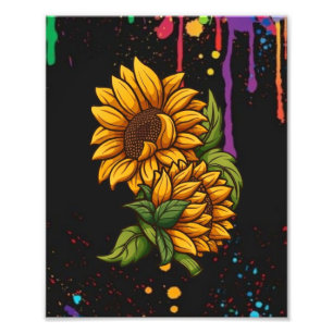 Sunflowers drawing art,sunflowers love photo print