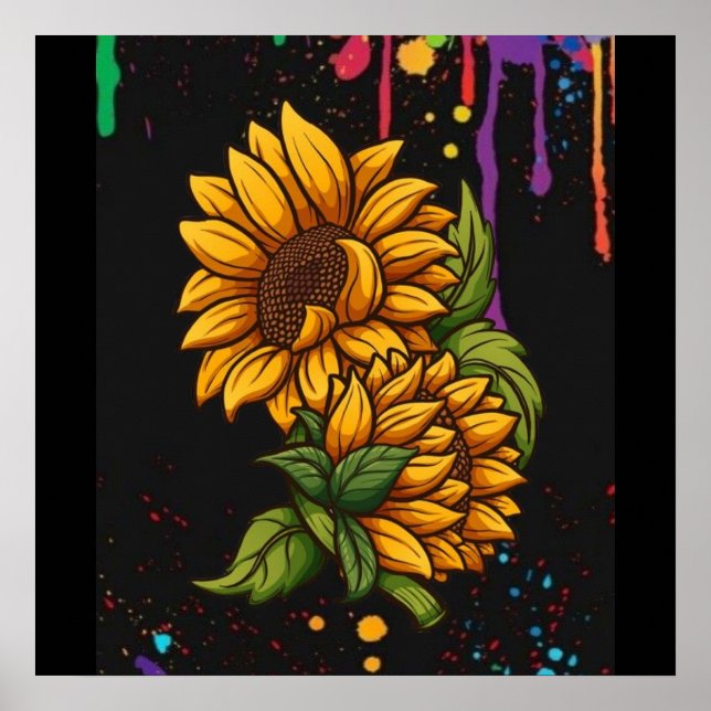 Sunflowers drawing art,sunflowers love  poster (Front)