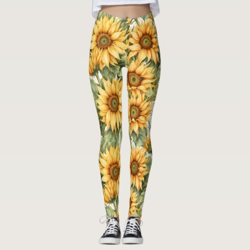 Sunflowers Drawing  Leggings