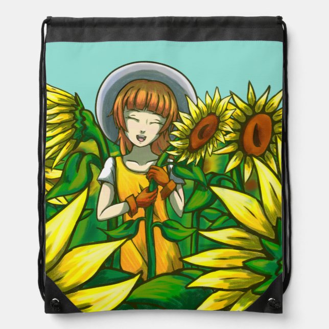 Sunflowers Drawstring Bag (Front)