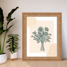 Sunflowers & Dreams | Modern Line Art Wall Decor