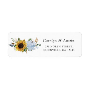 Sunflowers Dusty Blue Floral Return Address Label