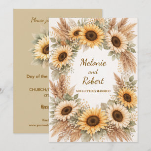 Sunflowers Earthy Boho Wedding Invitation