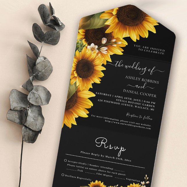 Sunflowers Elegant All in One Wedding Invite (Creator Uploaded)