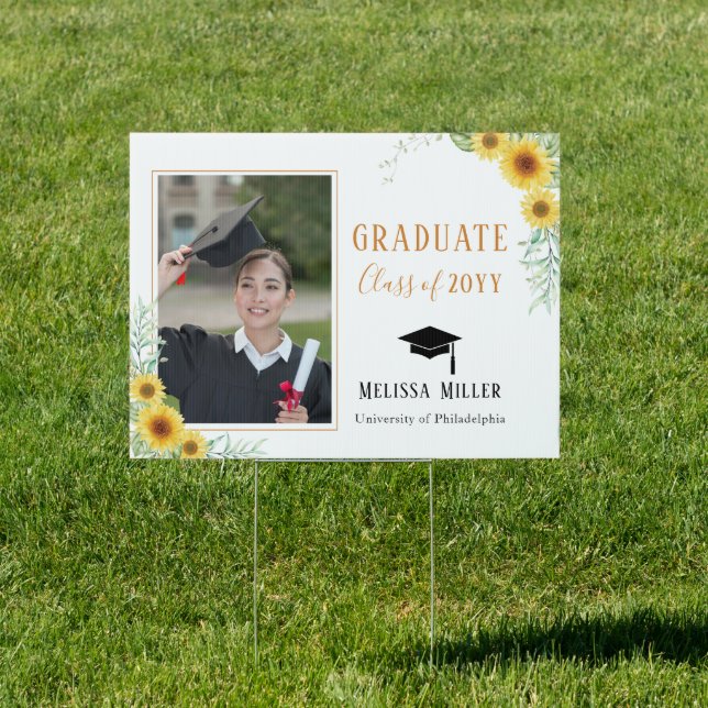 Sunflowers Elegant Graduation photo Announcement Sign (Insitu)