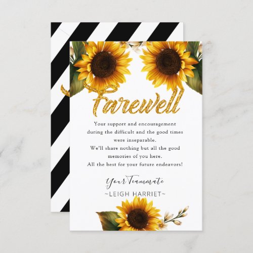 Sunflowers Elegant Leaving Coworker farewell card