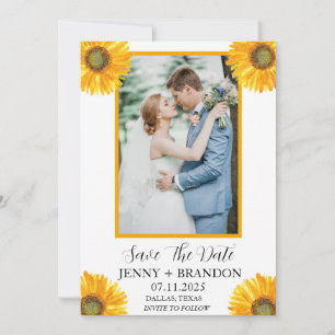 Sunflowers Elegant Modern Rustic Floral Photo Save The Date