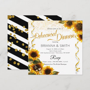 Sunflowers Elegant Rehearsal Dinner Invitation