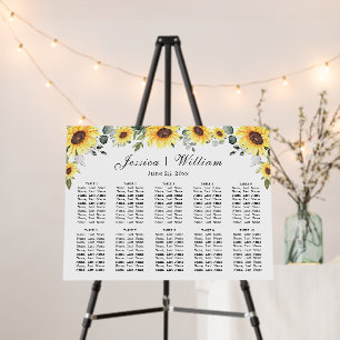 Sunflowers Eucalyptus 10 Tables SEATING CHART Foam Board