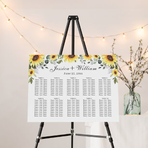 Sunflowers Eucalyptus 10 Tables SEATING CHART Foam Board
