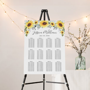 Sunflowers Eucalyptus 12 Tables SEATING CHART Foam Board