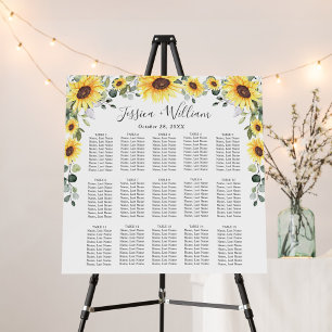 Sunflowers Eucalyptus 15 Tables SEATING CHART Foam Board