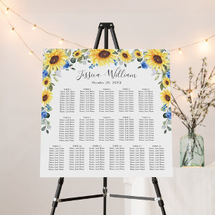 Sunflowers Eucalyptus 16 Tables SEATING CHART Foam Board