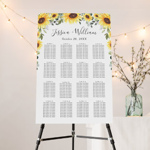 Sunflowers Eucalyptus 16 Tables SEATING CHART Foam Board