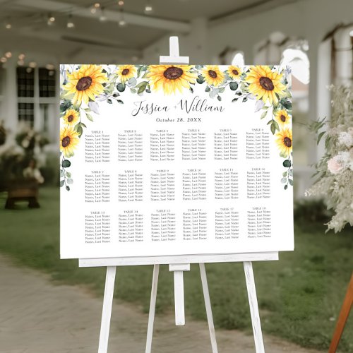 Sunflowers Eucalyptus 18 Tables SEATING CHART
