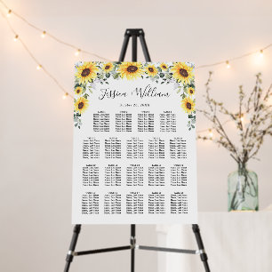 Sunflowers Eucalyptus 19 Tables SEATING CHART Foam Board