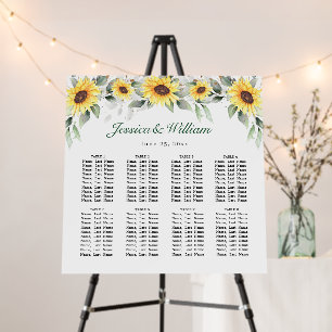 Sunflowers Eucalyptus 8 Tables SEATING CHART Foam Board