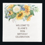 Sunflowers Eucalyptus 90th Birthday Paper Dinner Napkins<br><div class="desc">Sunflowers and eucalyptus birthday party dinner napkins.  Contact me for assistance with customization or to request matching or coordinating products.</div>